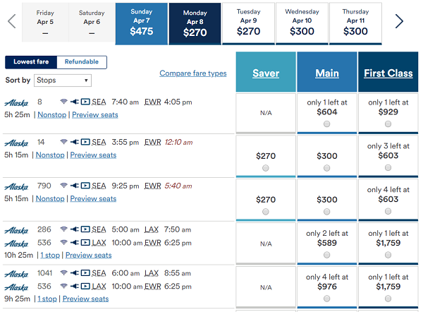 Alaska Airlines Fares